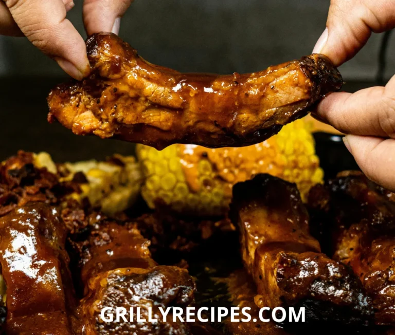 Juicy grilled beef short ribs with a smoky, charred exterior.