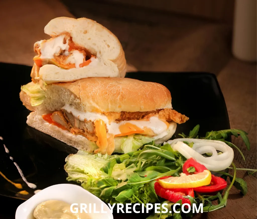 Chicken Sandwich Nutrition breakdown with fresh ingredients.