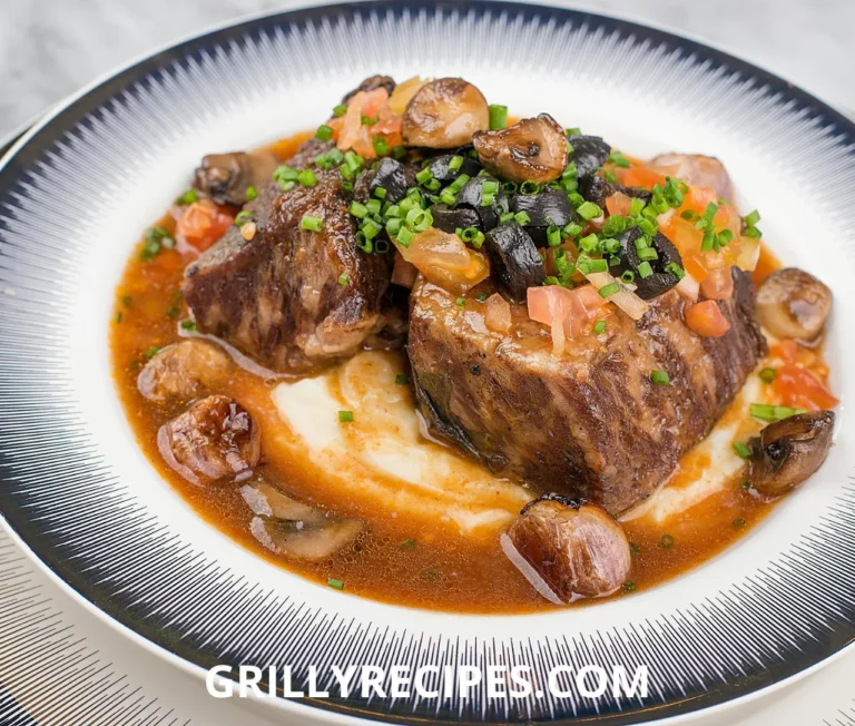 A steaming bowl of beef stew with tender chunks of beef, sliced carrots, and cubed potatoes in a rich, savory broth, garnished with fresh thyme, served on a wooden table with a rustic spoon.