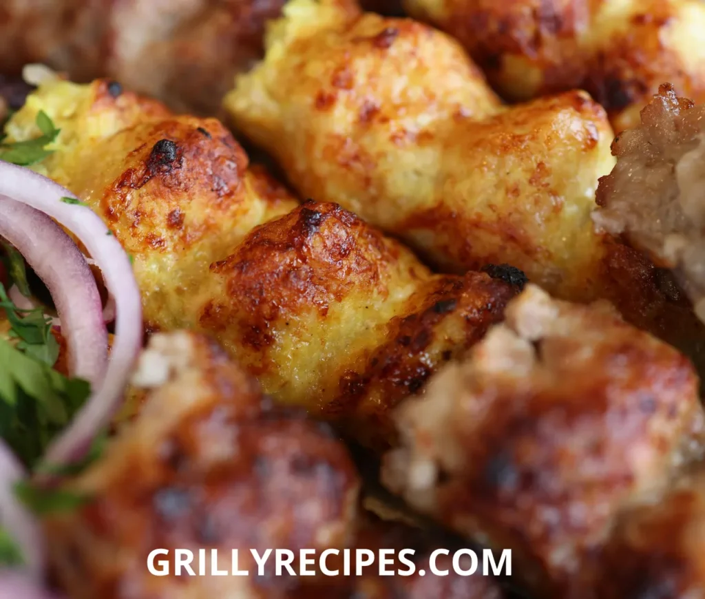 Grilled chicken and vegetables on a barbecue grill with smoke rising, showcasing a delicious outdoor cooking recipe from GrillyRecipes.com