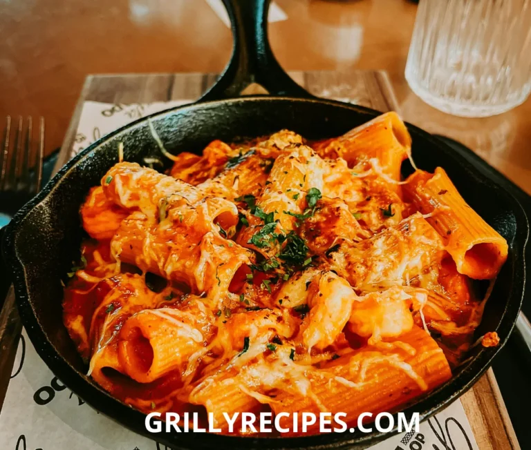 A bowl of creamy chicken pasta garnished with fresh herbs and parmesan cheese.
