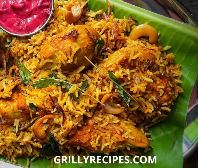 Sliced grilled chicken with golden grill marks atop fluffy cilantro-lime rice, garnished with fresh cilantro and lime wedges on a rustic plate, showcasing a zesty grilled chicken with rice recipe.